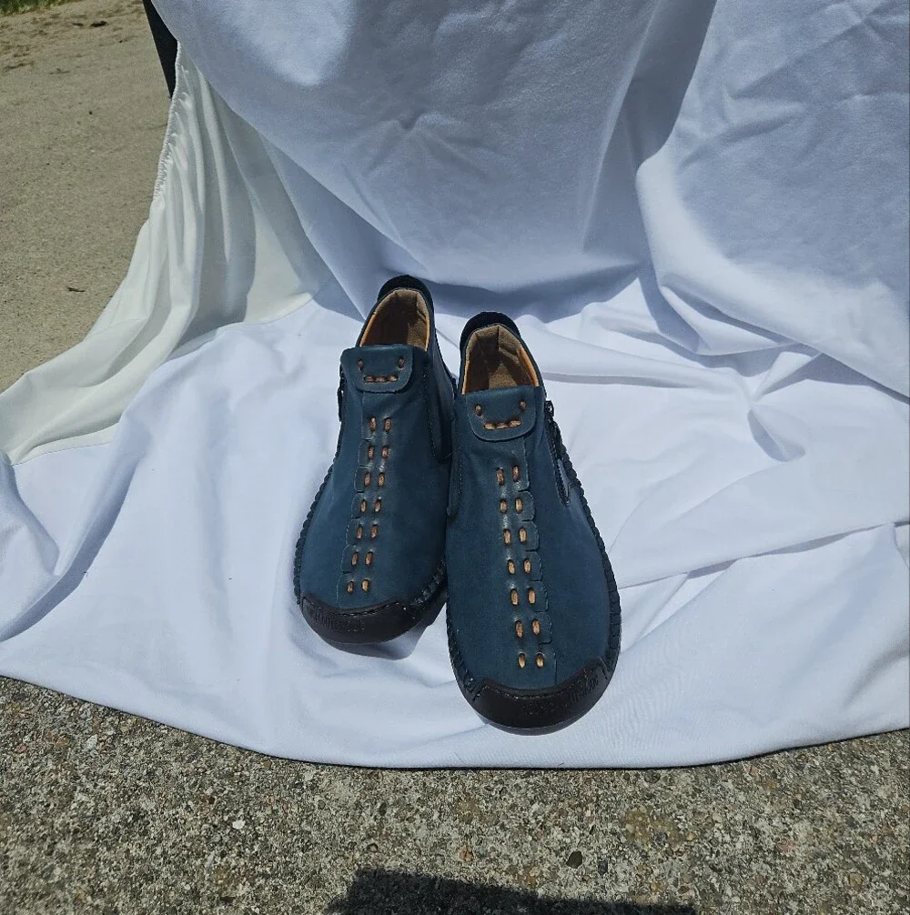 Menico Sport Leather Slip On Stitched Driving Moccasin Chukka Boots